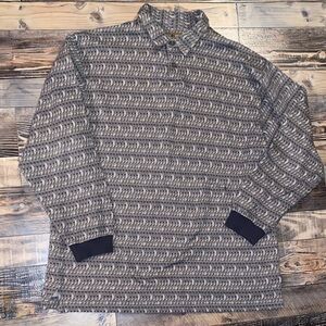 Men's Geometric Pattern Button Down Shirt - Gray